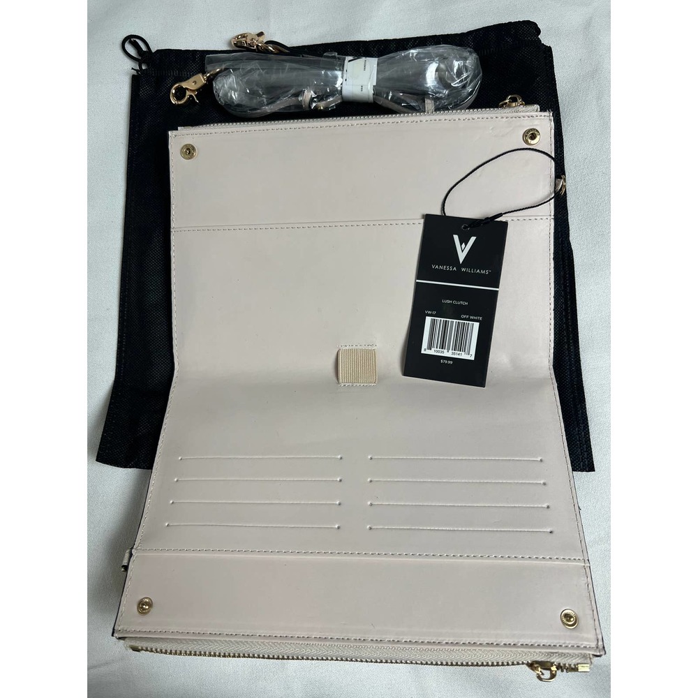 NWT Vanessa Williams Off White Large Lush Clutch Shoulder Strap Wristlet - Picture 3 of 5